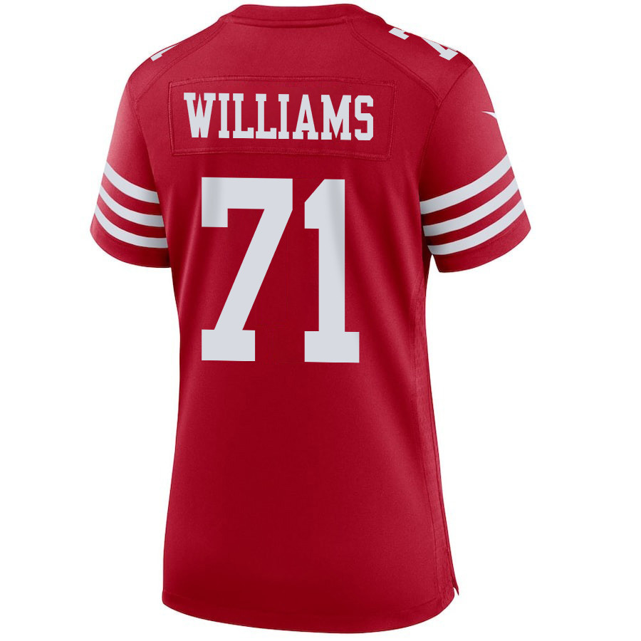 Trent Williams 71 San Francisco 49ers Super Bowl LVIII Patch Game Scarlet NFL Jersey Women's
