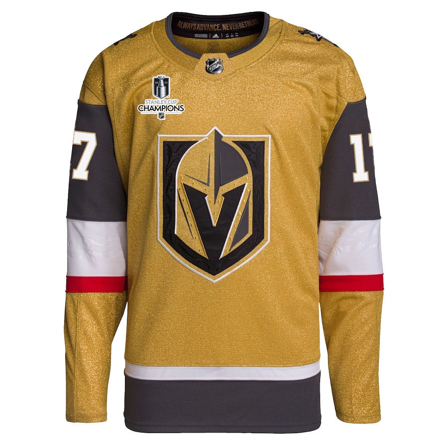 Ben Hutton 17 Vegas Golden Knights Stanley Cup 2023 Champions Patch Home Breakaway Gold NHL Jersey Men's