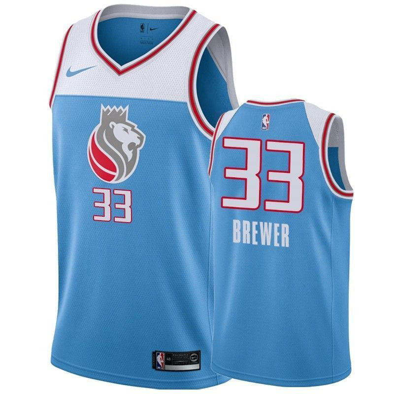 Sacramento Kings Corey Brewer 33 City Blue NBA Jersey Men's