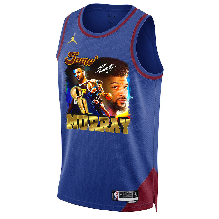 Jamal Murray 27 Denver Nuggets Exciting Guard 2023 Champions Swingman Blue NBA Jersey Men's
