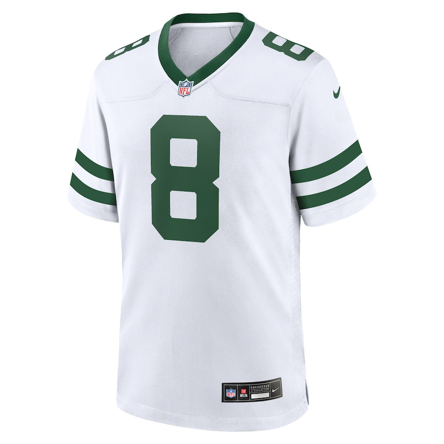 Aaron Rodgers 8 New York Jets Game Legacy White NFL Jersey Men's