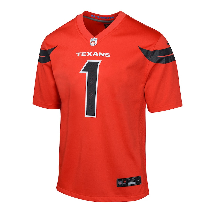 Stefon Diggs 1 Houston Texans Team Player Alternate Game Orange NFL Jersey Youth