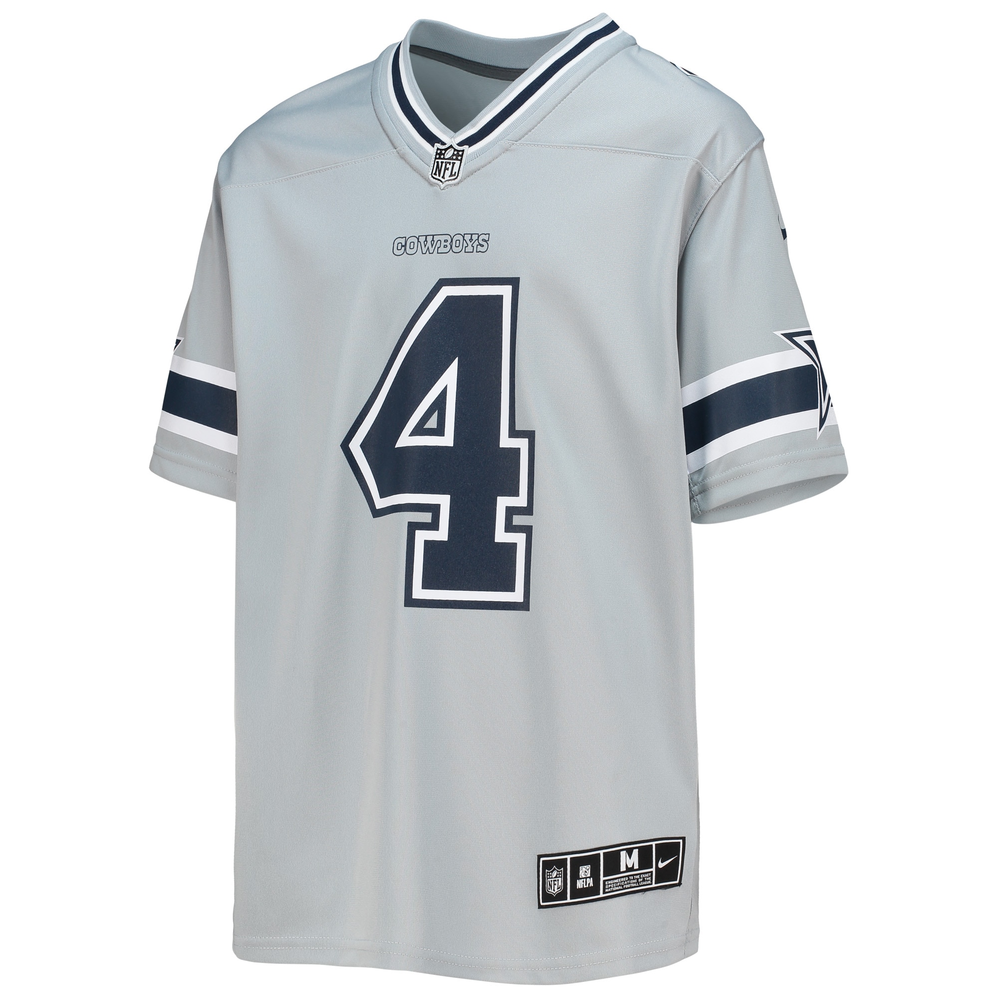 Dallas Cowboys Dak Prescott Silver Inverted Team Game NFL Jersey Youth