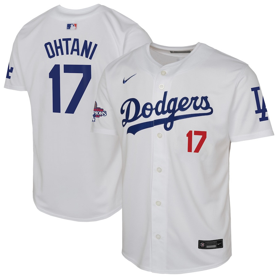 Shohei Ohtani 17 Los Angeles Dodgers 2024 World Series Champions Home Limited White MLB Jersey Youth