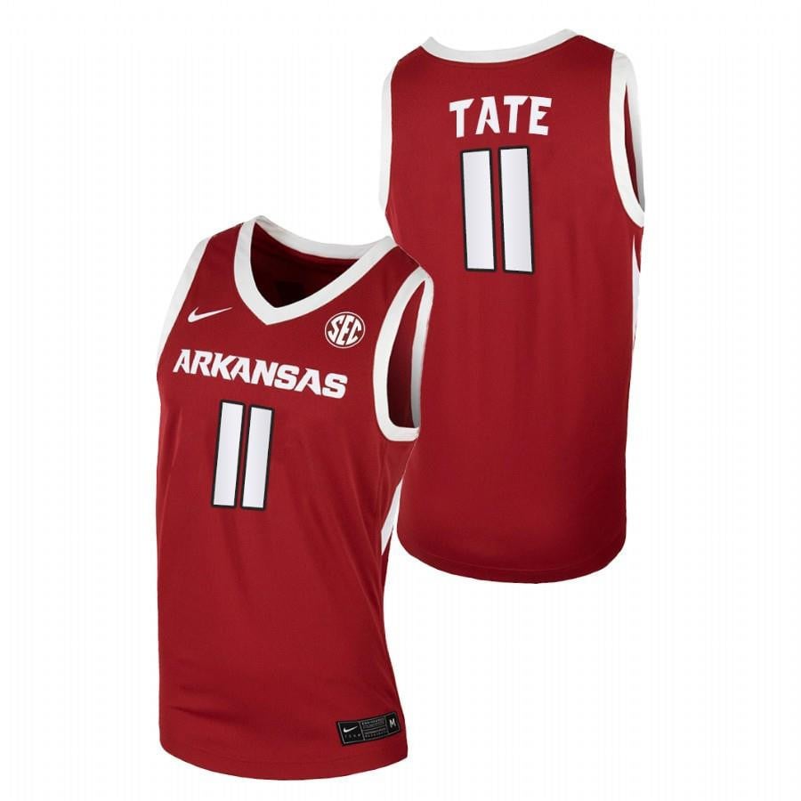 Arkansas Razorbacks 11 Cardinal Jalen Tate Away College NCAA Jersey Men's