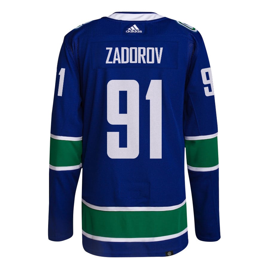 Nikita Zadorov 91 Vancouver Canucks 2024 Playoffs Patch Home Blue NHL Jersey Men's
