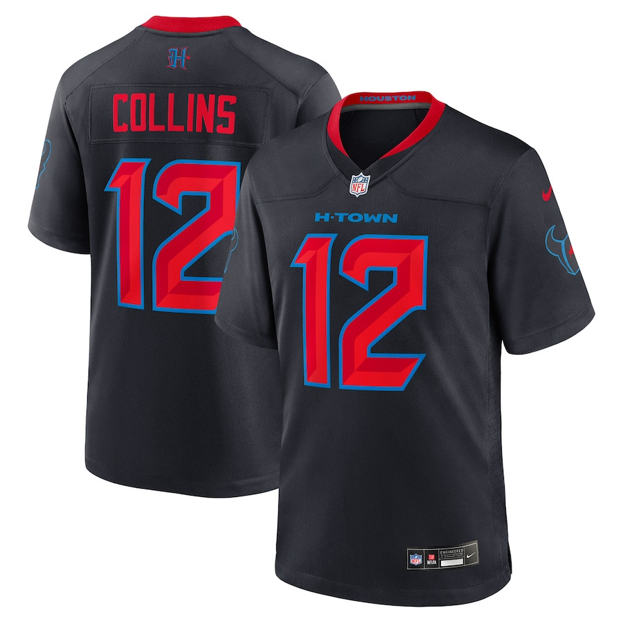 Nico Collins 12 Houston Texans 2nd Alternate Game Navy NFL Jersey Men's