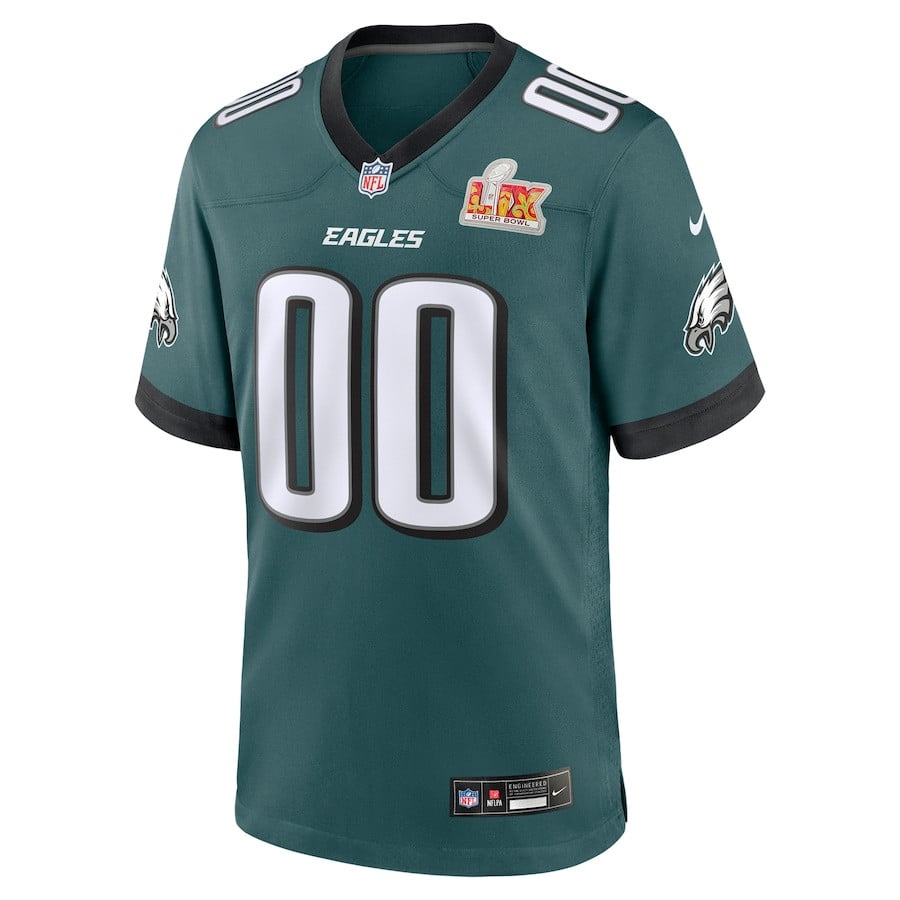Philadelphia Eagles Super Bowl LIX Custom Game Midnight Green NFL Jersey Men's