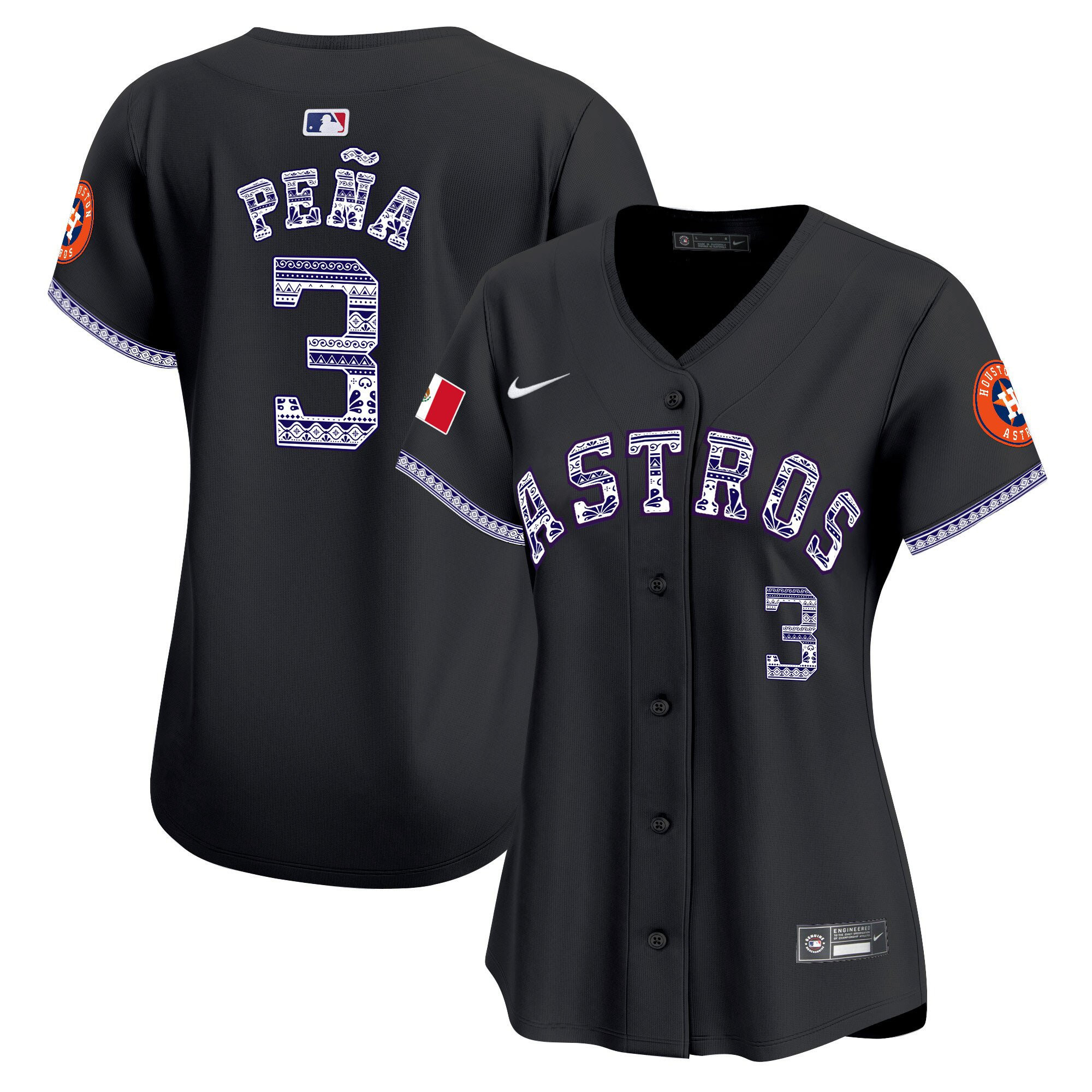 Jeremy Pena 3 Houston Astros Mexico Black MLB Jersey Women's