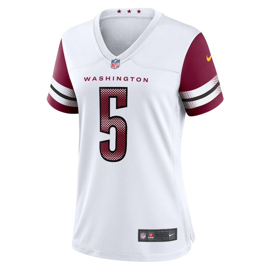 Jayden Daniels 5 Washington Commanders Game White NFL Jersey Women's