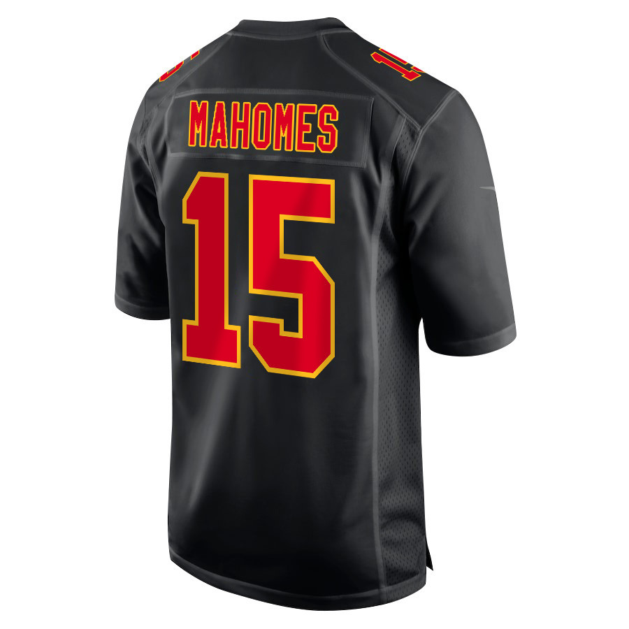 Patrick Mahomes 15 Kansas City Chiefs Super Bowl LVIII Champions 4X Fashion Game Carbon Black NFL Jersey Men's