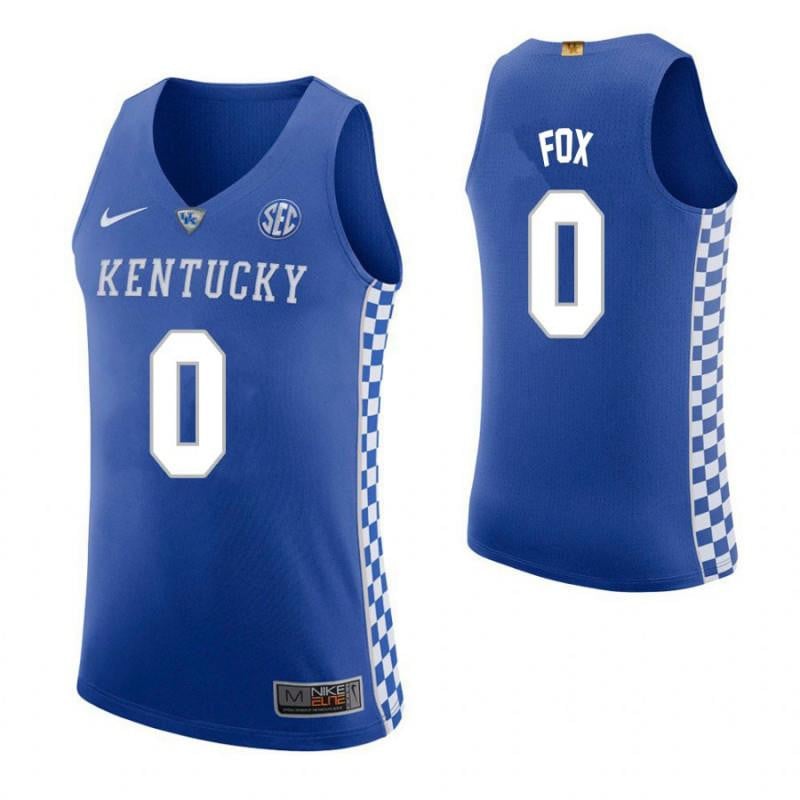 0 DeAaron Fox Home Blue Elite Kentucky Wildcats NCAA Jersey Men's