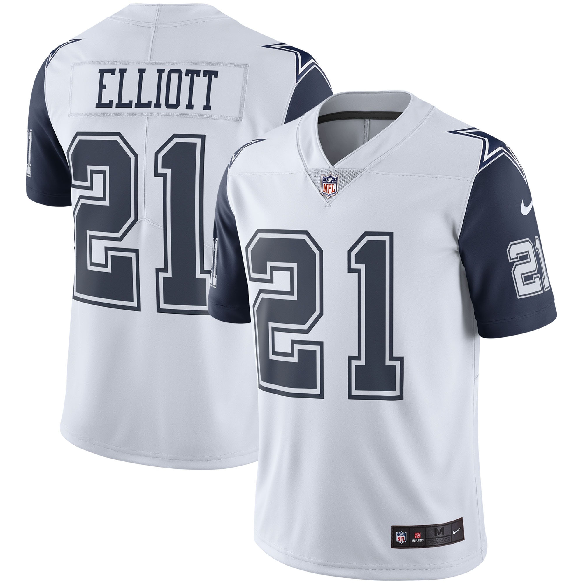 Dallas Cowboys Ezekiel Elliott White Color Rush Vapor Limited NFL Jersey Men's