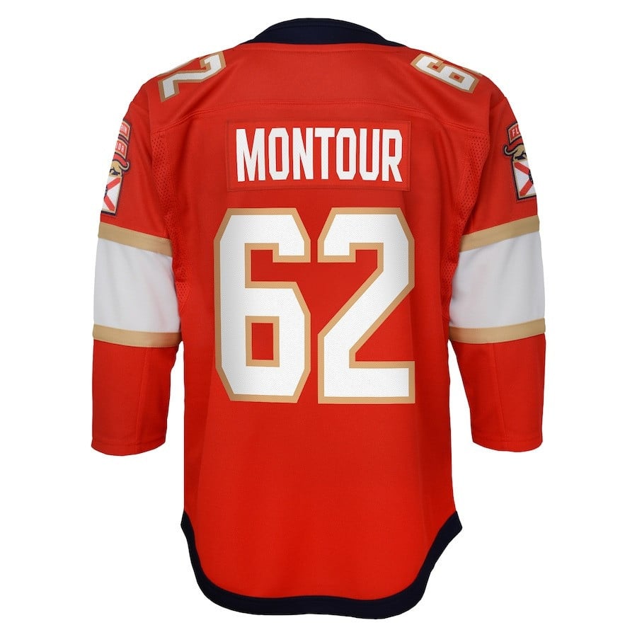 Brandon Montour 62 Florida Panthers 2023 Stanley Cup Final Home Red NHL Jersey Youth