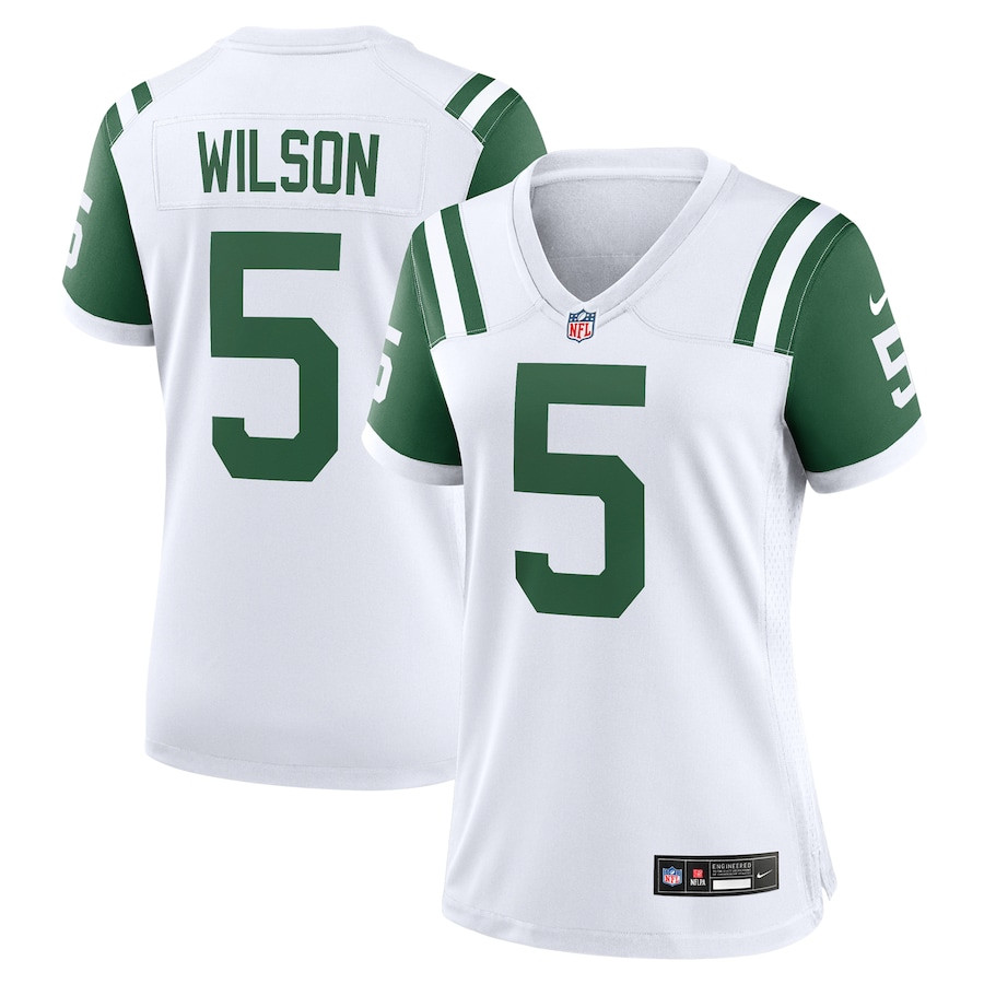 Garrett Wilson 5 New York Jets Classic Alternate Game White NFL Jersey Women's
