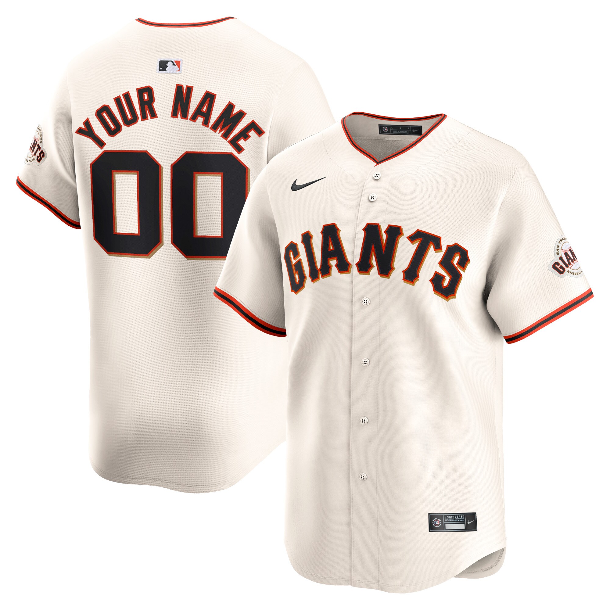 San Francisco Giants Cream Home Limited Custom MLB Jersey Youth