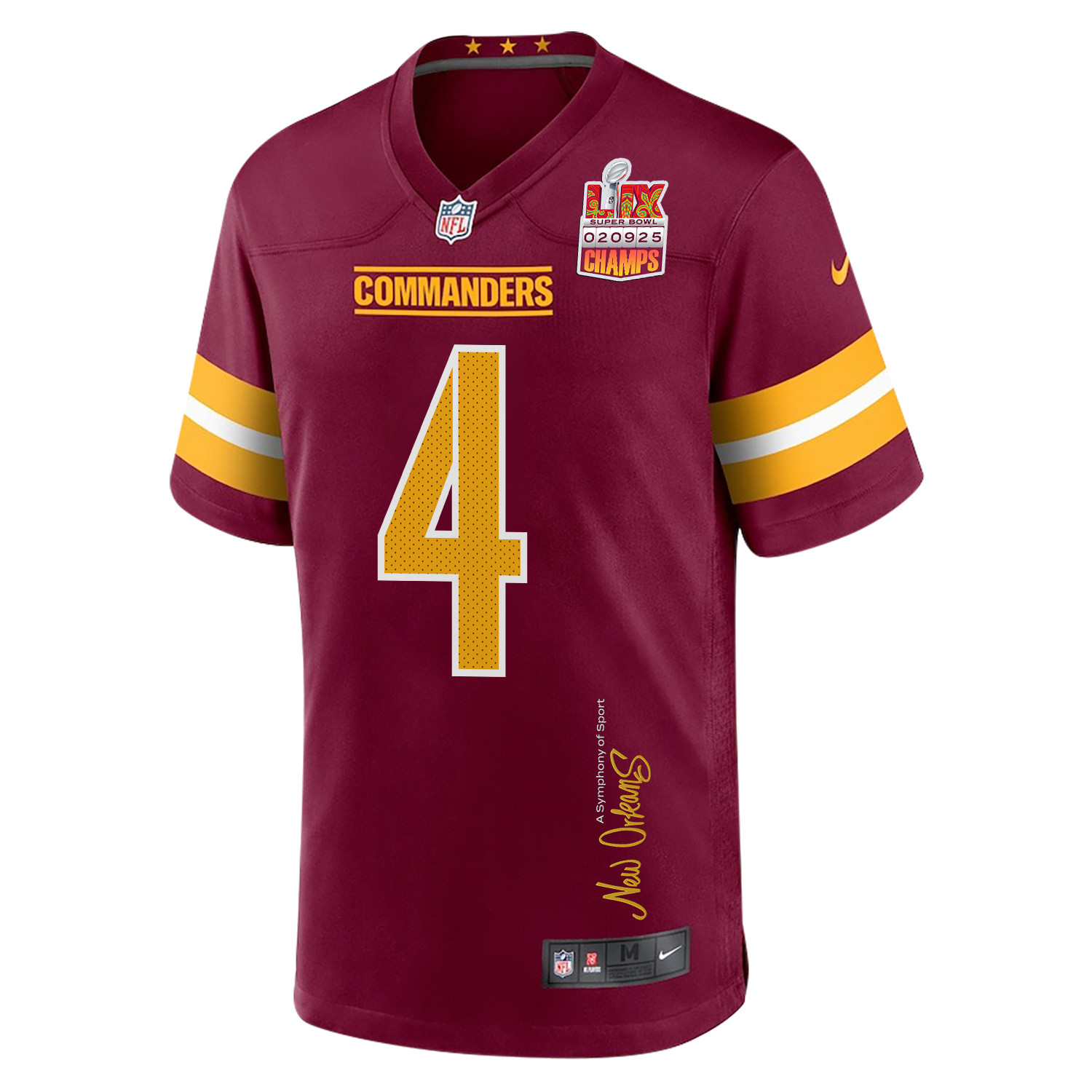 Frankie Luvu 4 Washington Commanders Super Bowl LIX Champions Patch New Orleans A Symphony of Sport' EMBROIDERED Game Burgundy NFL Jersey Men's