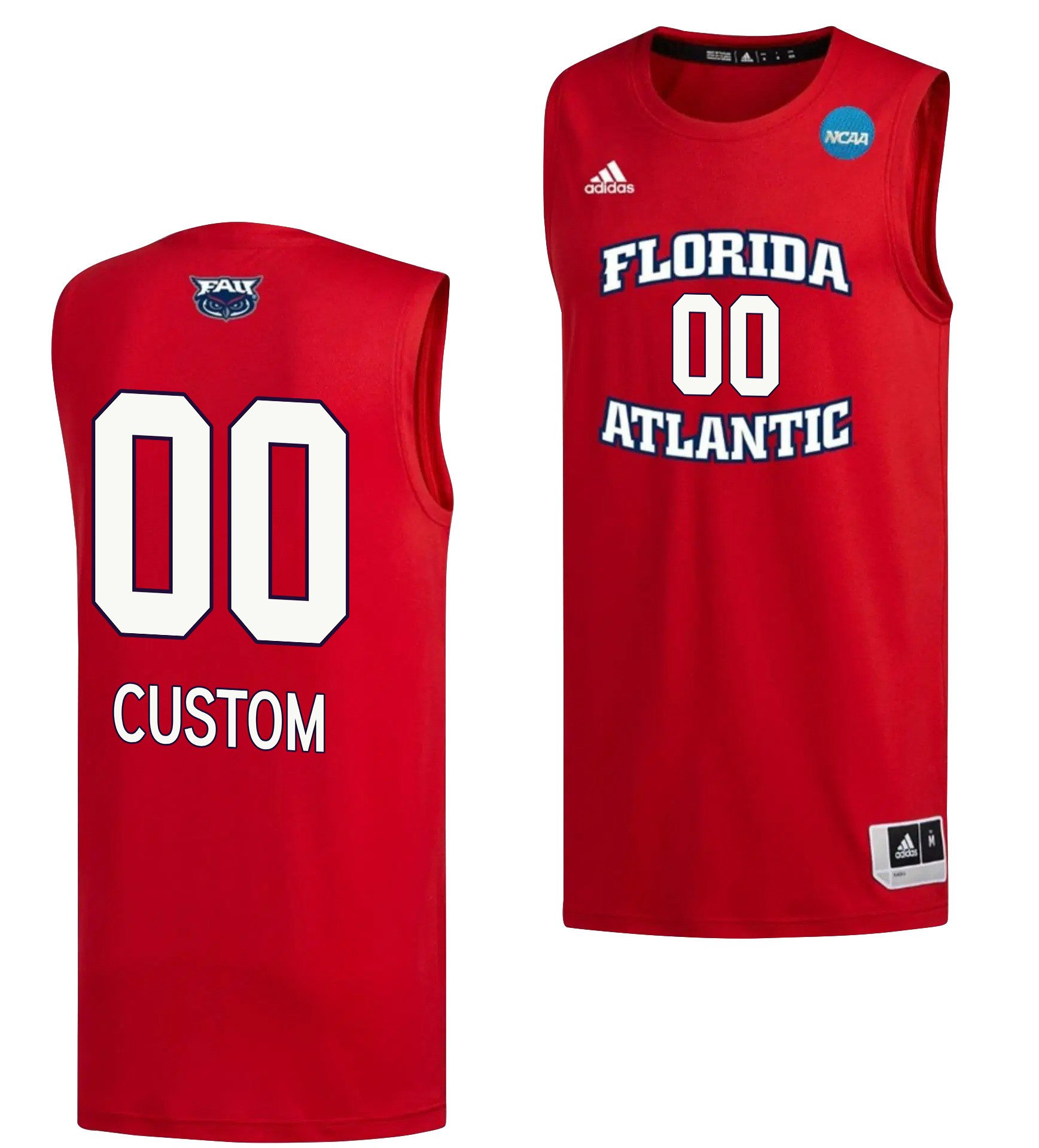 Custom 00 FAU Owls 2023 March Madness- Red NCAA Jersey Men's