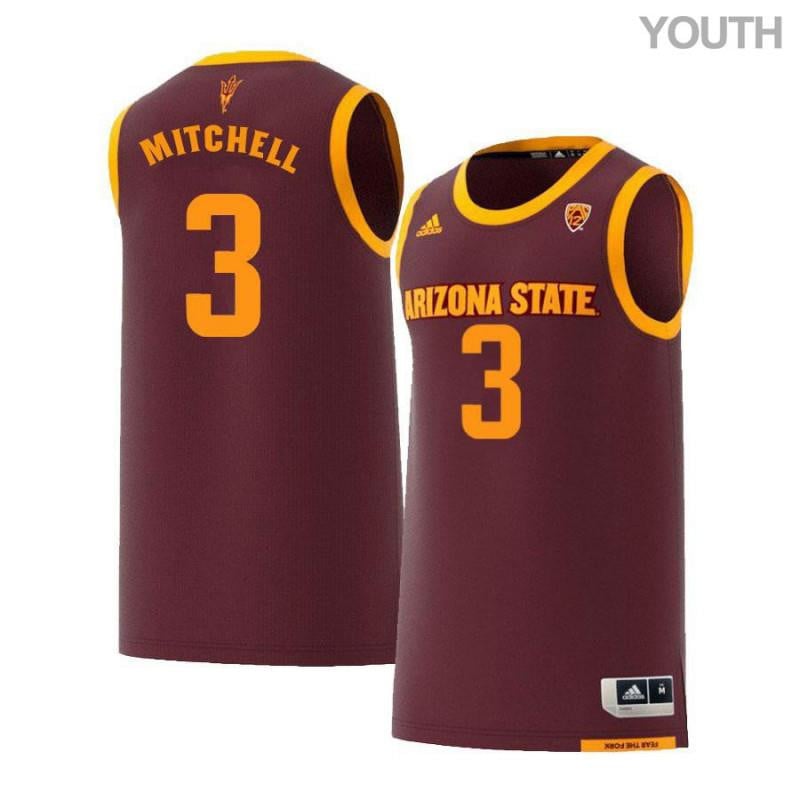 3 Mickey Mitchell Maroon Retro Arizona State Sun Devils NCAA Jersey Youth