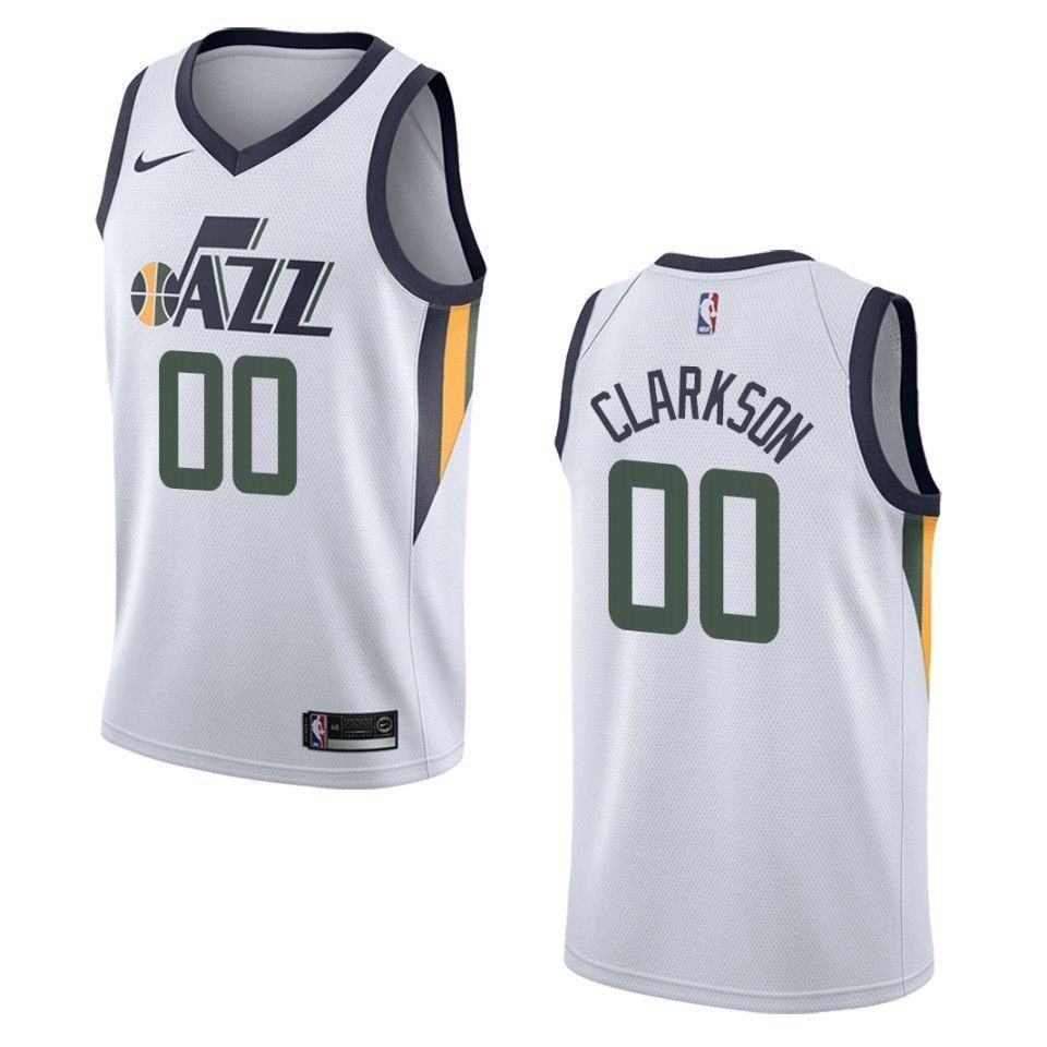Utah Jazz 00 Jordan Clarkson Association Swingman White NBA Jersey Men's