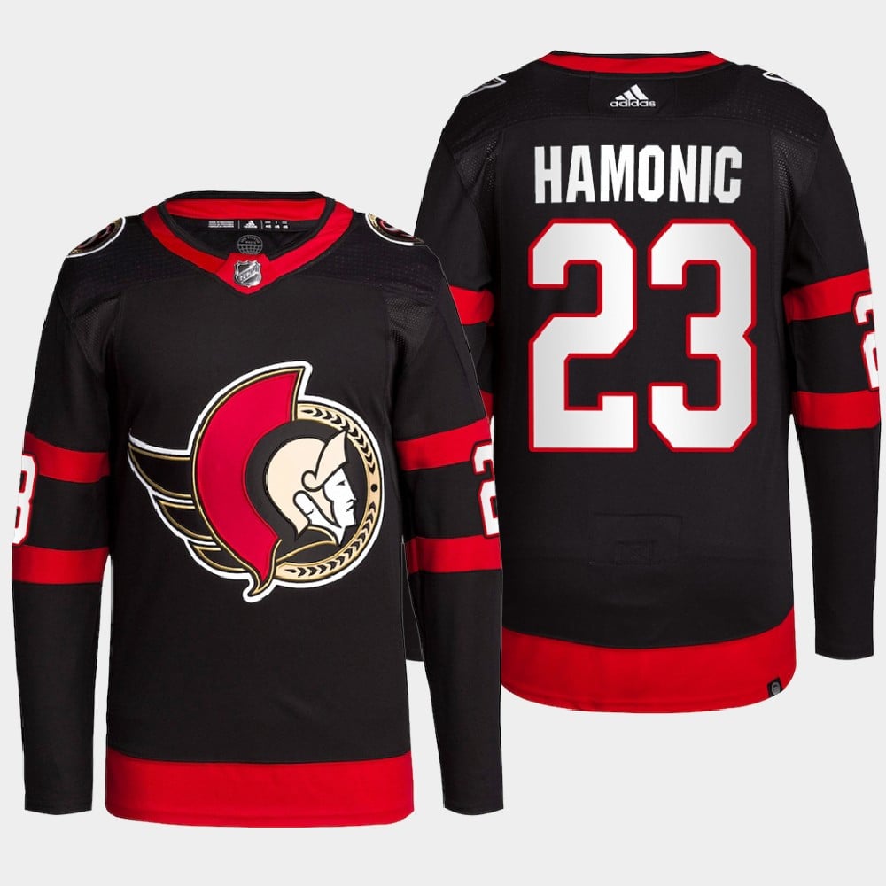 Travis Hamonic 23 Ottawa Senators Black 2022 Home Primegreen NHL Jersey Men's