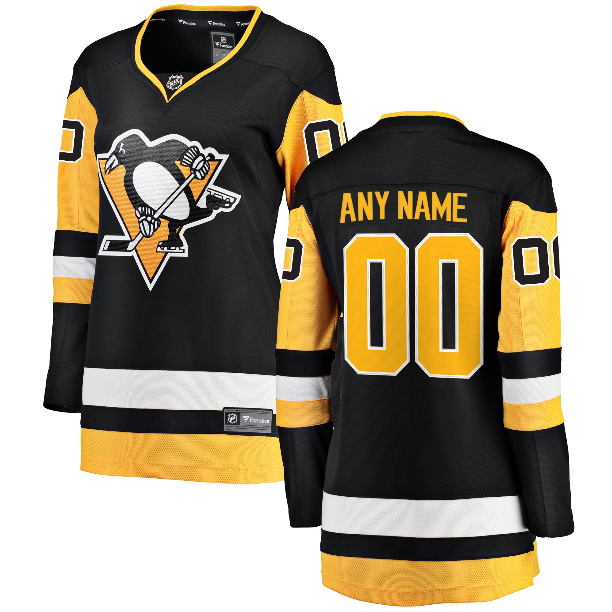 Pittsburgh Penguins Black Home Breakaway Custom NHL Jersey Women's