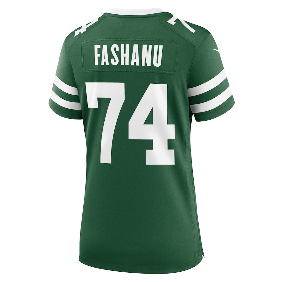 Olu Fashanu 74 New York Jets Team Game Legacy Green NFL Jersey Women's