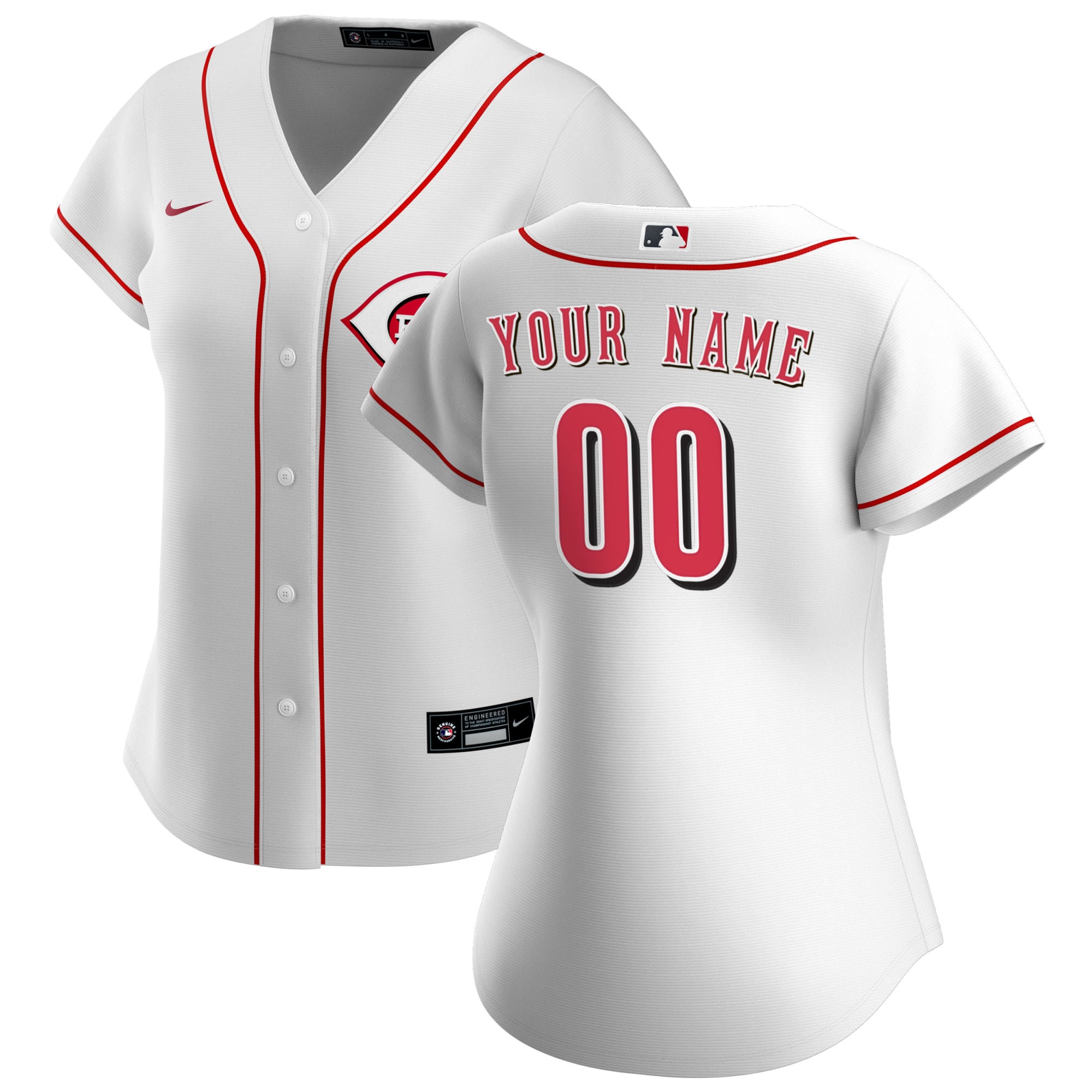Cincinnati Reds White Home Custom MLB Jersey Women's
