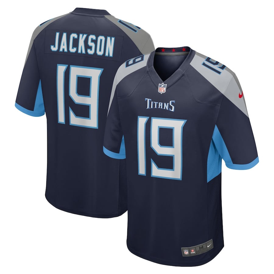 Jha'Quan Jackson 19 Tennessee Titans Game Navy NFL Jersey Men's