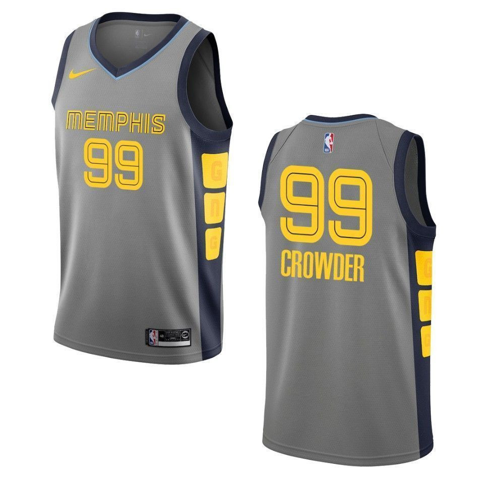 Memphis Grizzlies 99 Jae Crowder City Swingman Gray NBA Jersey Men's