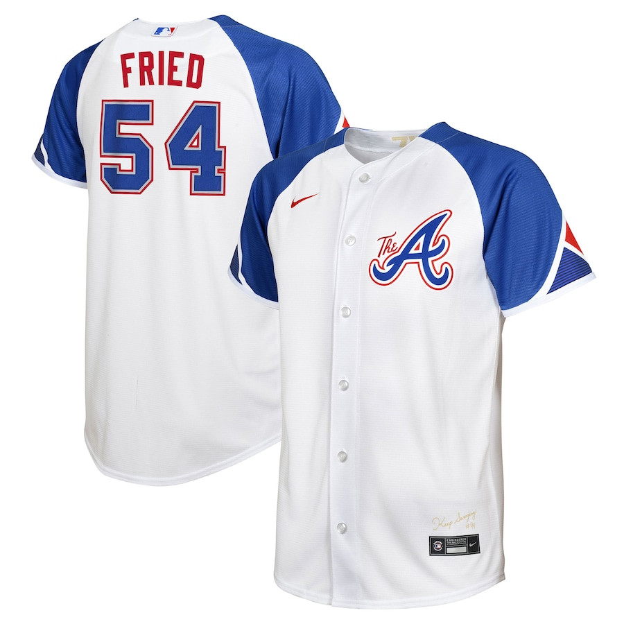 Max Fried 54 Atlanta Braves 2023 City Connect White MLB Jersey Youth