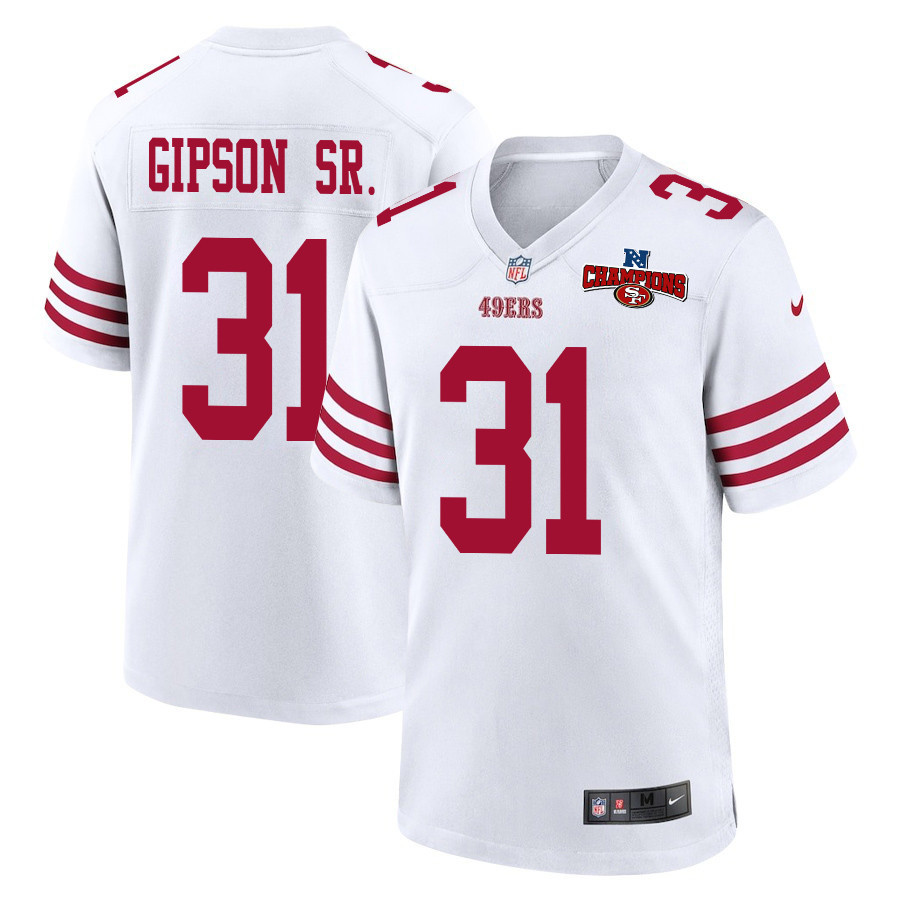 Tashaun Gipson Sr. 31 San Francisco 49ers NFC Champions Patch Game White NFL Jersey Men's