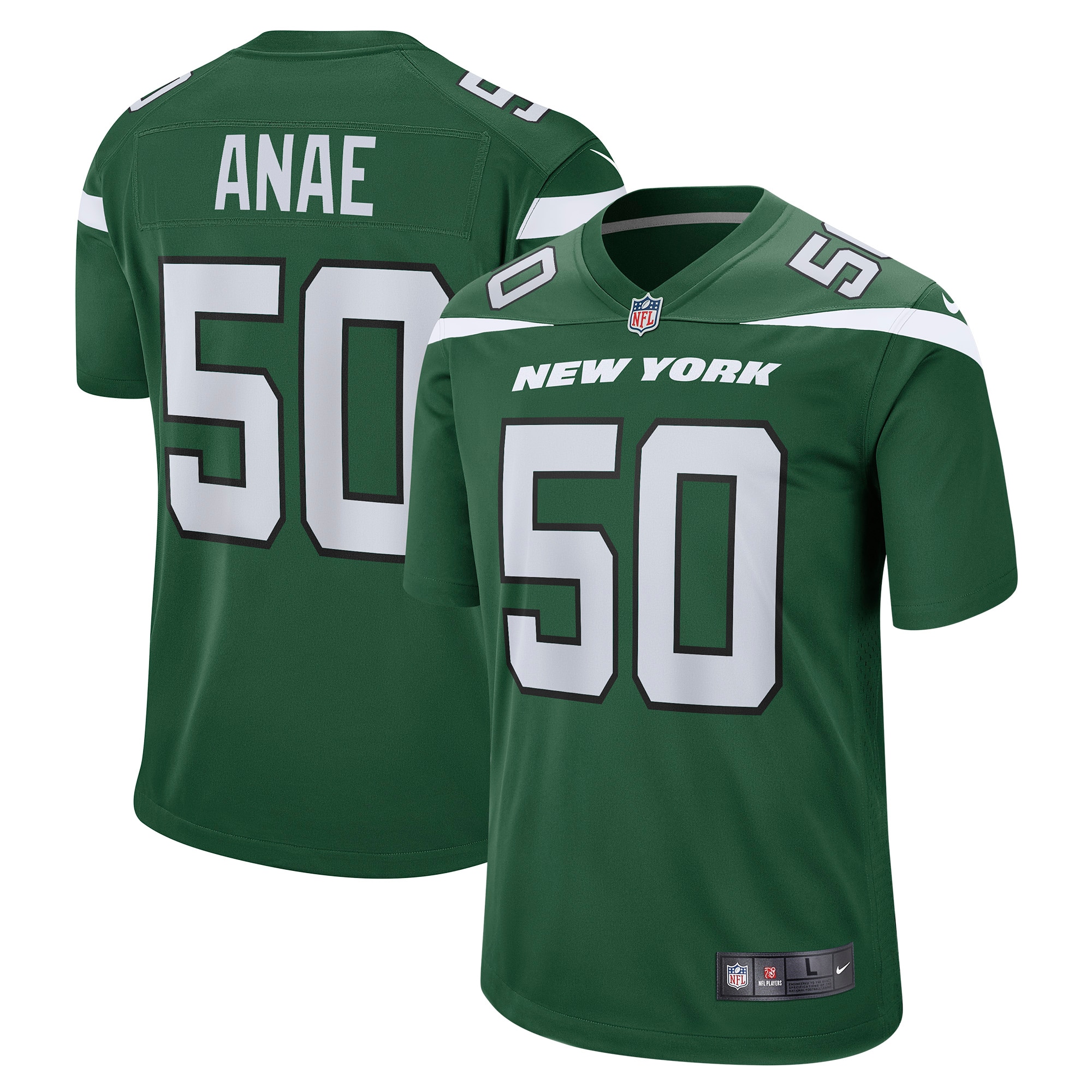 New York Jets Bradlee Anae Gotham Green Game Player NFL Jersey Men's