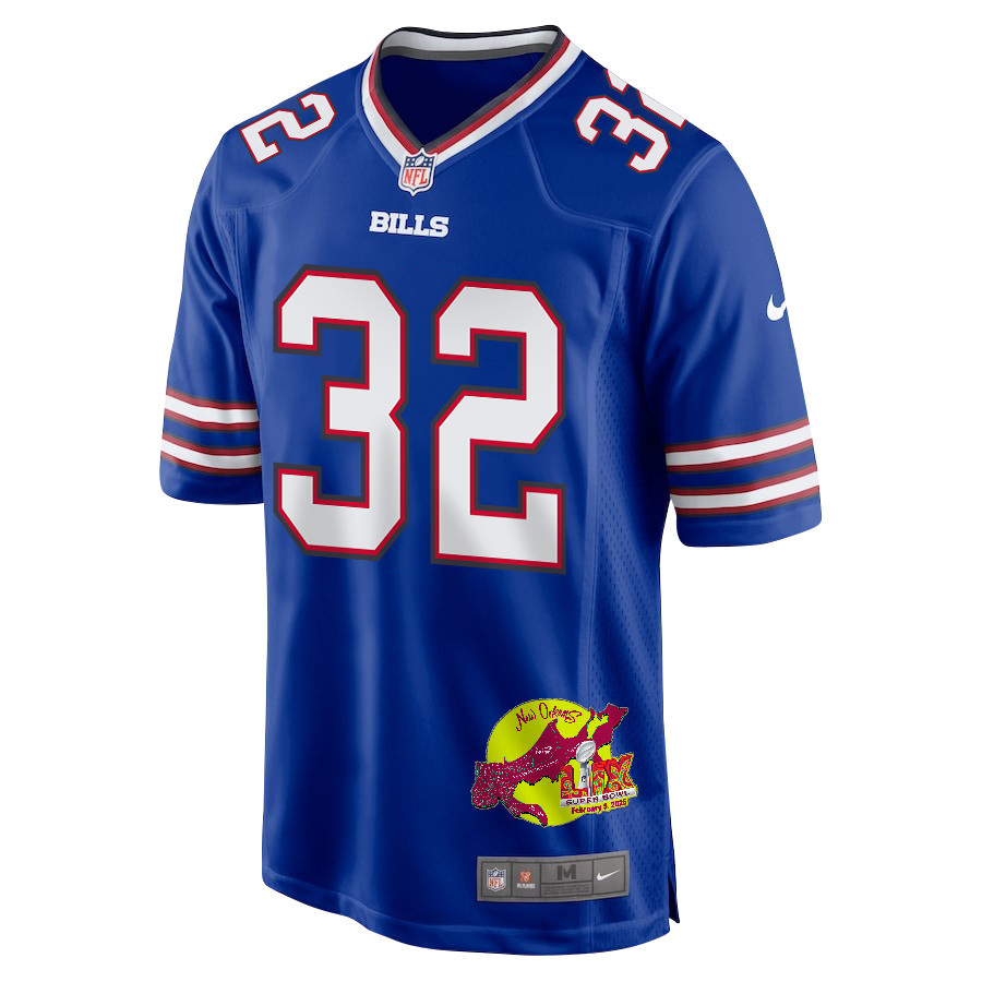 Nicholas Morrow 32 Buffalo Bills Super Bowl LIX New Orleans Patch Game Royal NFL Jersey Men's