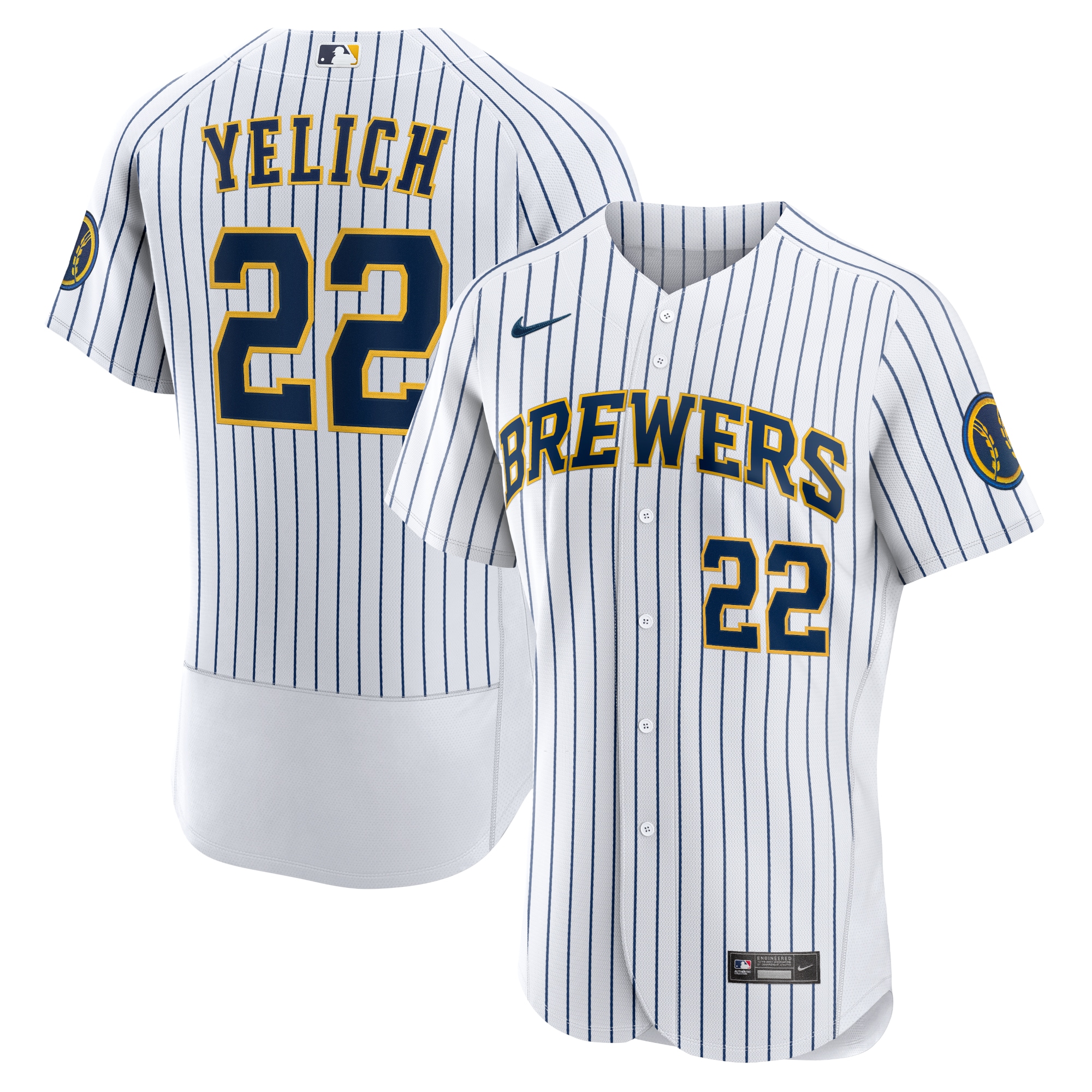 Milwaukee Brewers Christian Yelich White Team Alternate Player MLB Jersey Men's
