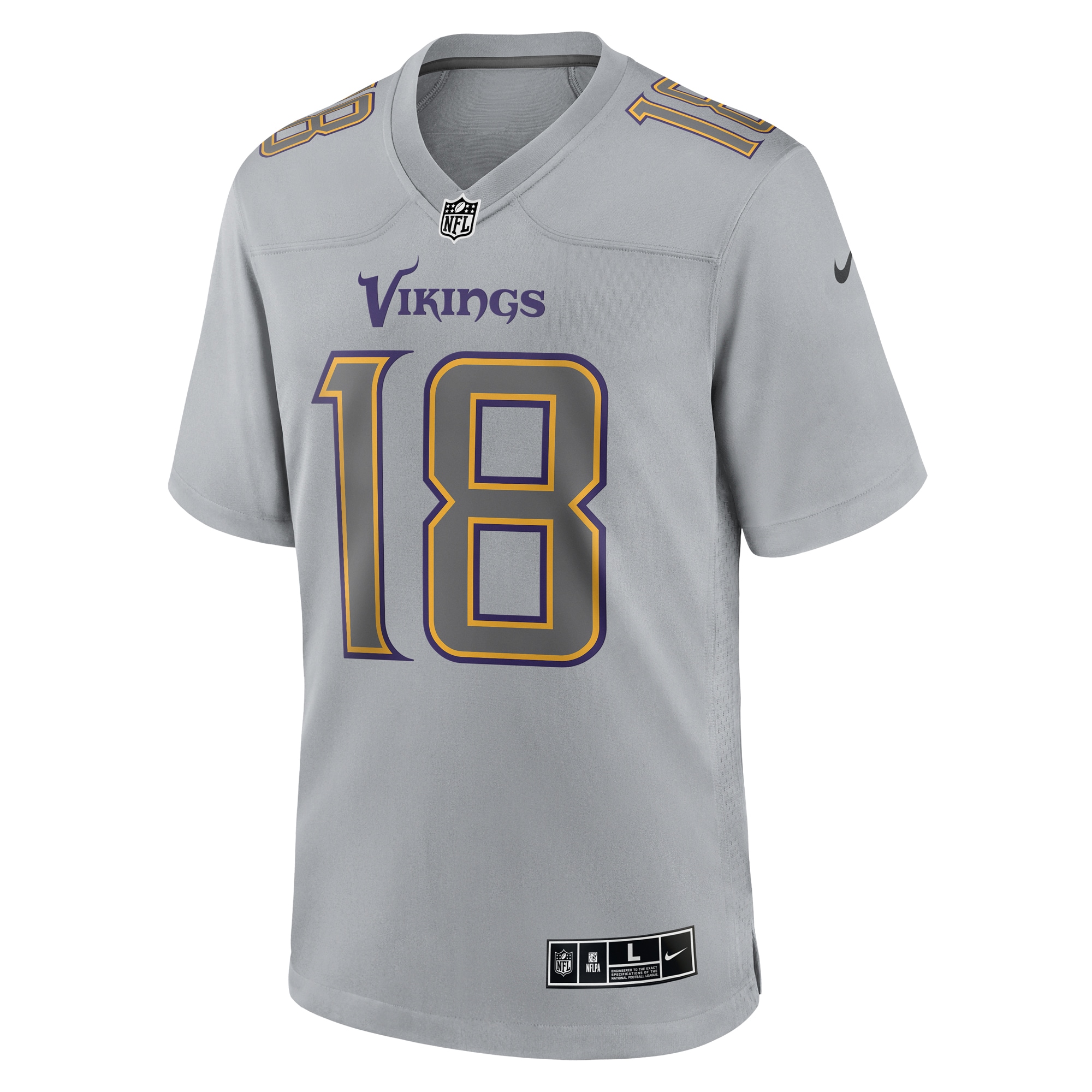 Minnesota Vikings Justin Jefferson Gray Atmosphere Fashion Game NFL Jersey Men's