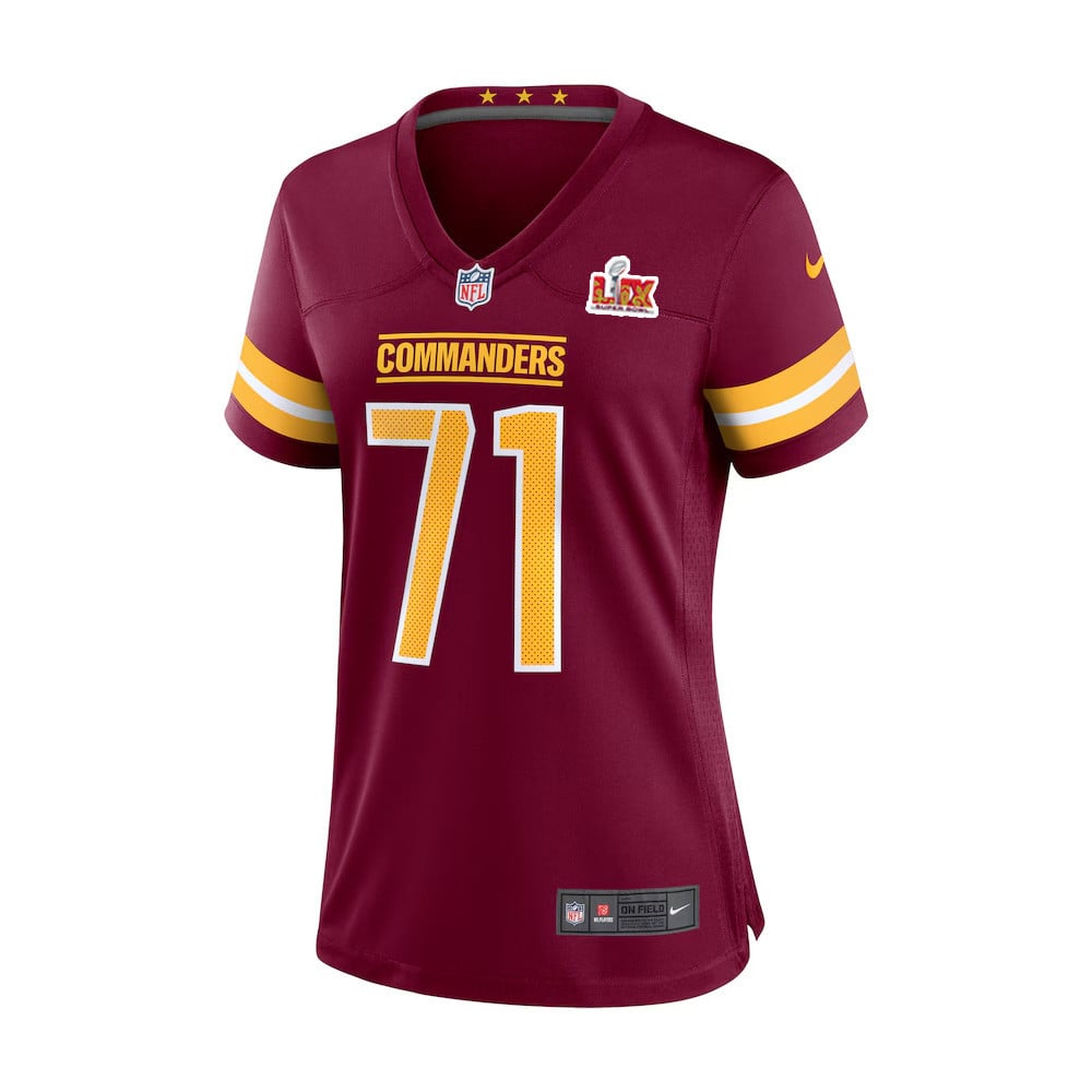 Andrew Wylie #71 Washington Commanders Super Bowl LIX Burgundy NFL Jersey Women's