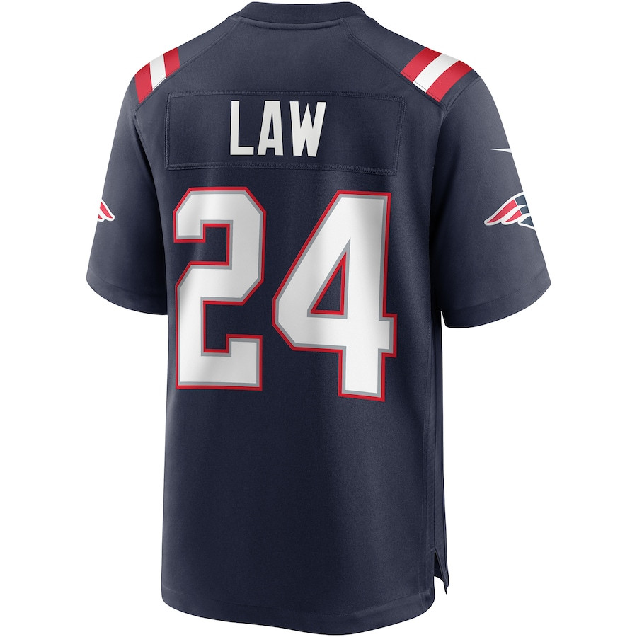 Ty Law 24 New England Patriots Game Retired Navy NFL Jersey Men's