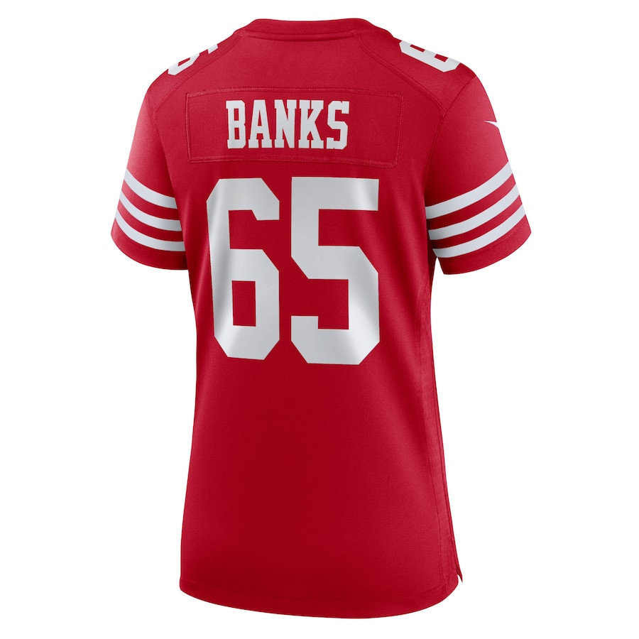 Aaron Banks 65 San Francisco 49ers Game Scarlet NFL Jersey Women's