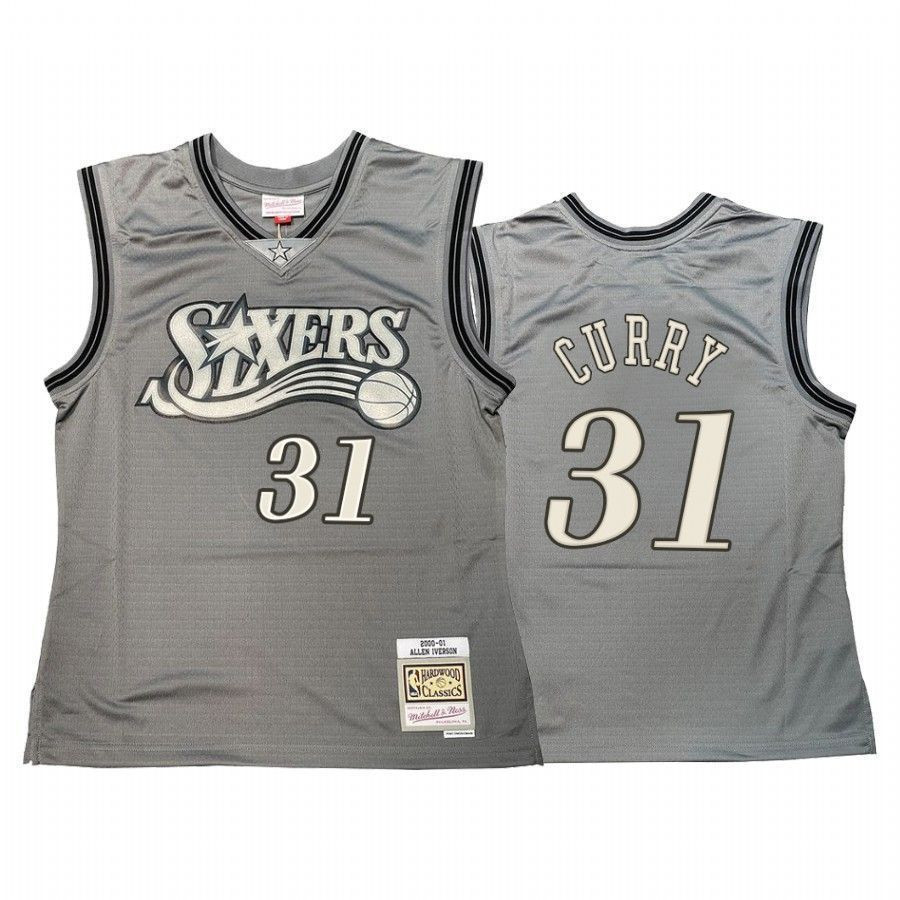 Seth Curry 31 Philadelphia 76ers Hardwood Classics Gray NBA Jersey Men's