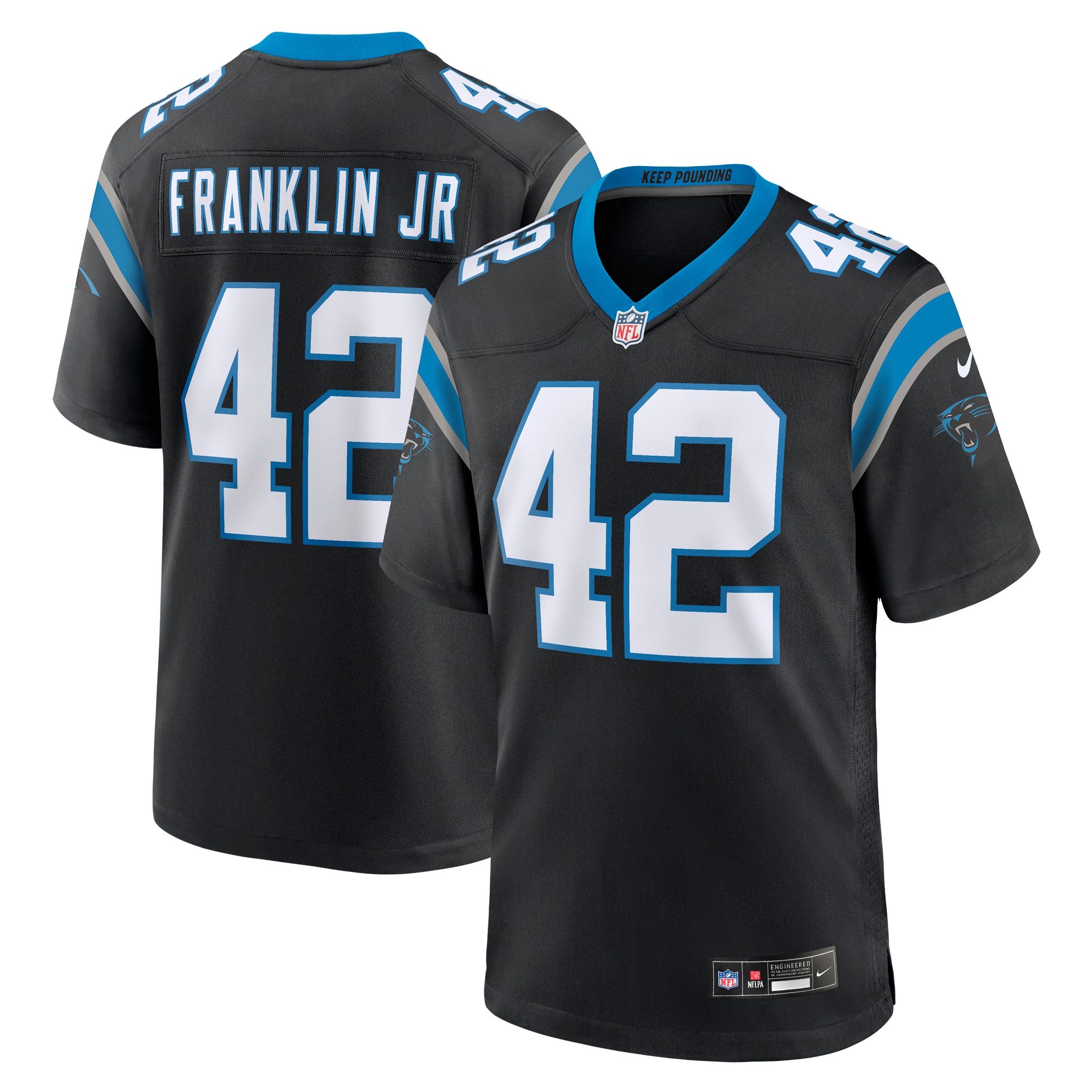 Carolina Panthers Sam Franklin Jr. Black Team Game NFL Jersey Men's