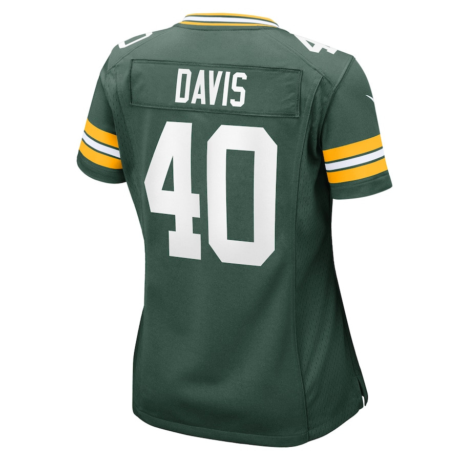 LJ Davis 40 Green Bay Packers Game Green NFL Jersey Women's