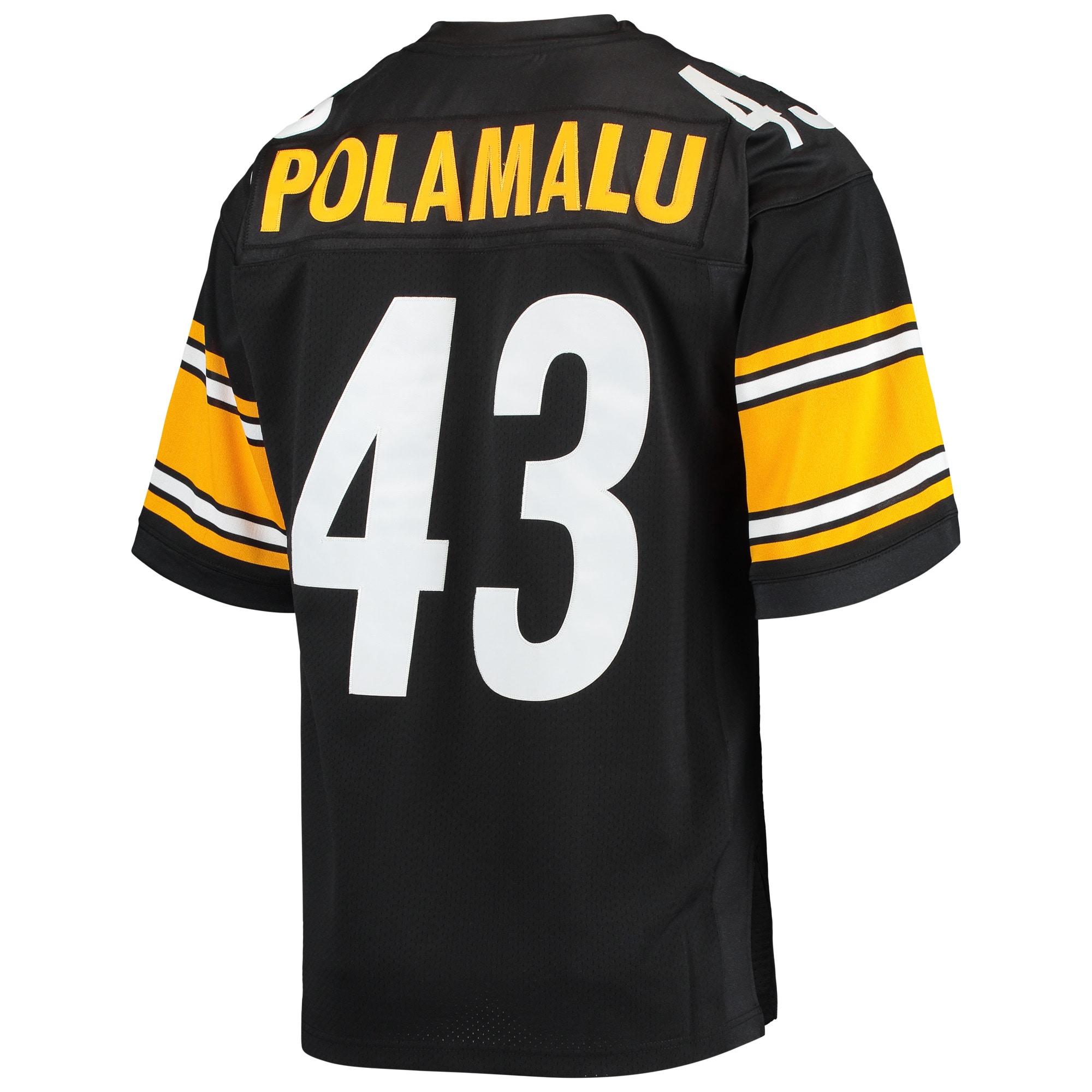 Pittsburgh Steelers 2007 Troy Polamalu Mitchell Ness Black Throwback Retired Player NFL Jersey Men's