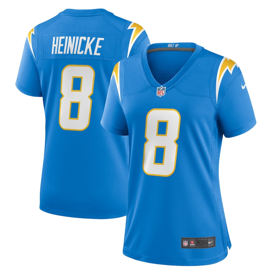 Taylor Heinicke 8 Los Angeles Chargers Game Powder Blue NFL Jersey Women's