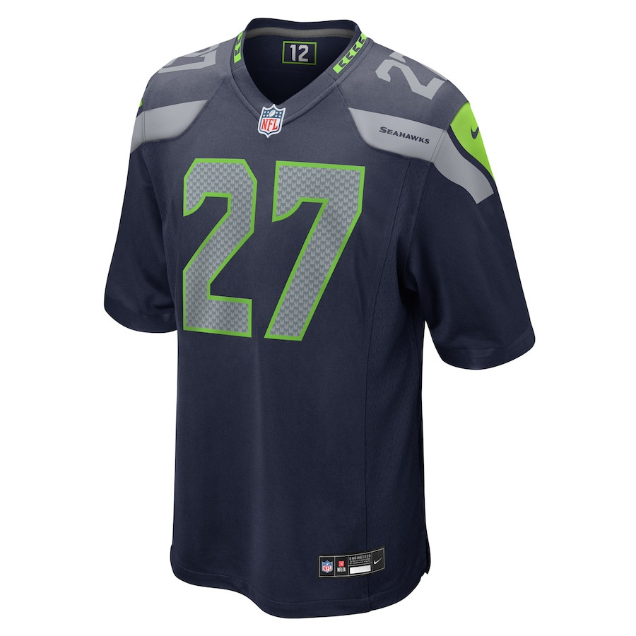Riq Woolen 27 Seattle Seahawks Game College Navy NFL Jersey Men's