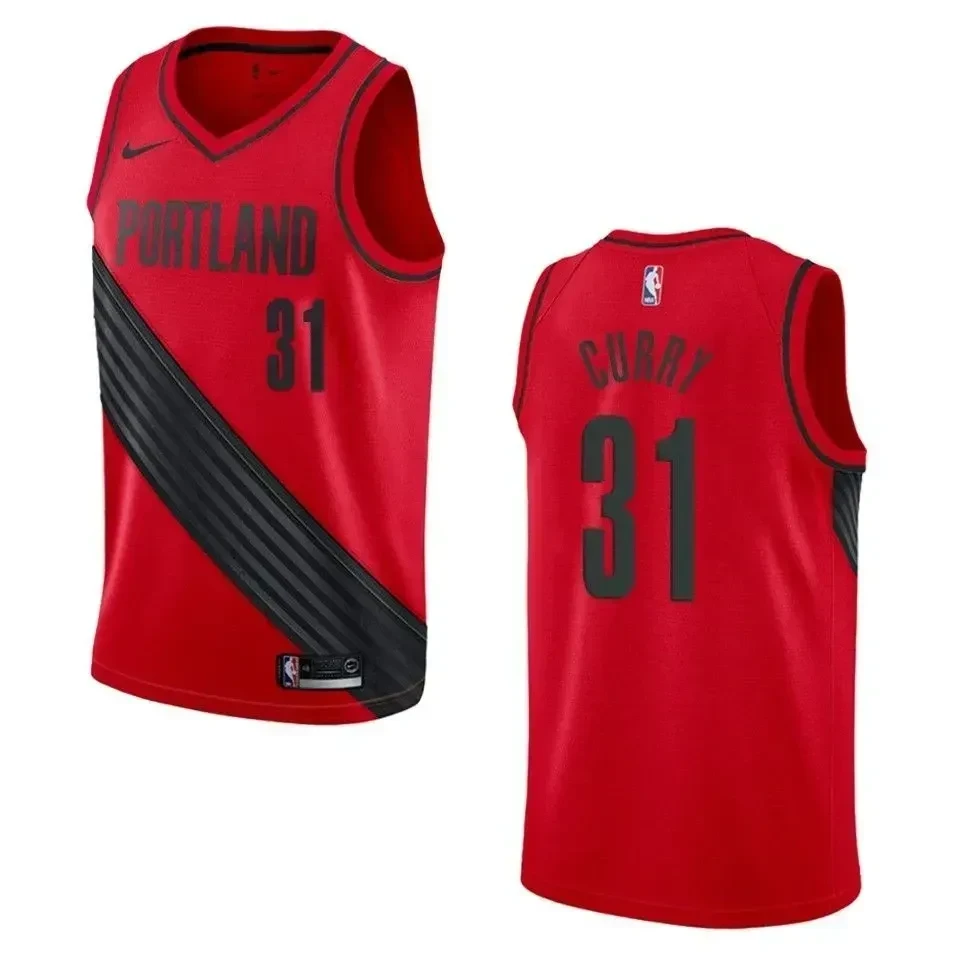 Portland Trail Blazers 31 Seth Curry Statement Swingman Red NBA Jersey Men's