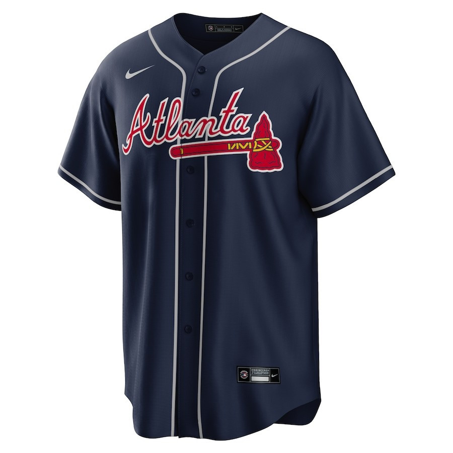 Ronald Acuna Jr. 13 Atlanta Braves Alternate Player Name Navy MLB Jersey Men's
