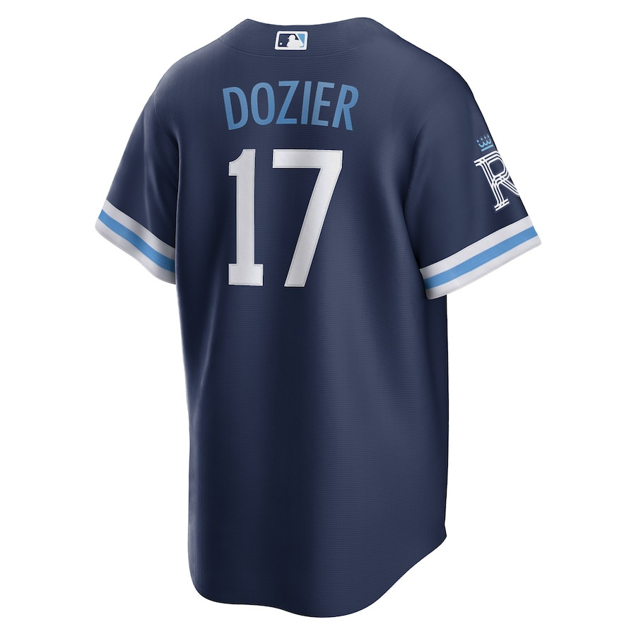 Hunter Dozier 17 Kansas City Royals City Connect Player Navy MLB Jersey Men's