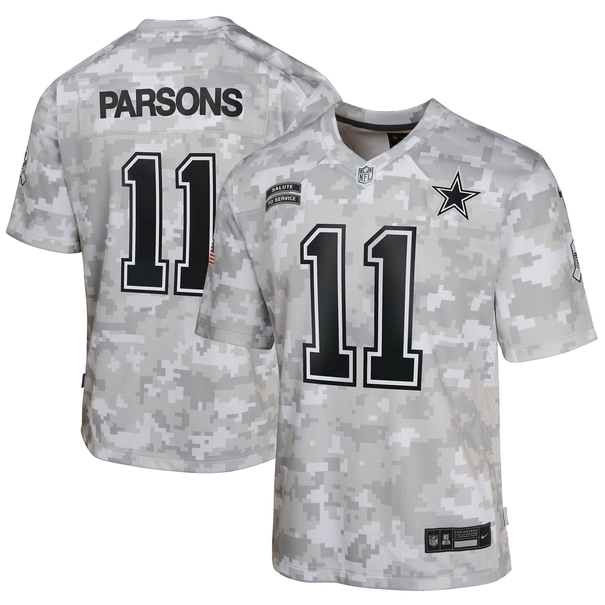 Dallas Cowboys Micah Parsons Arctic Camo 2024 Salute to Service Game NFL Jersey Youth