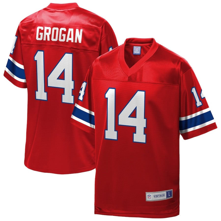 Steve Grogan 14 New England Patriots Pro Line Vintage Retired Red NFL Jersey Men's
